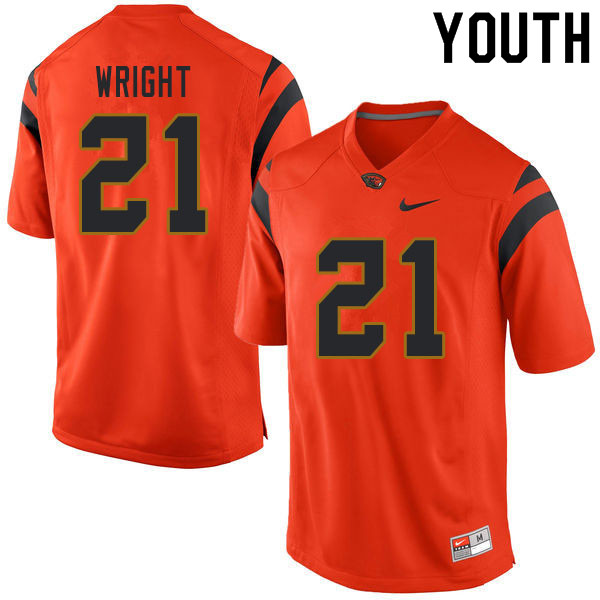 Youth #21 Nahshon Wright Oregon State Beavers College Football Jerseys Sale-Orange